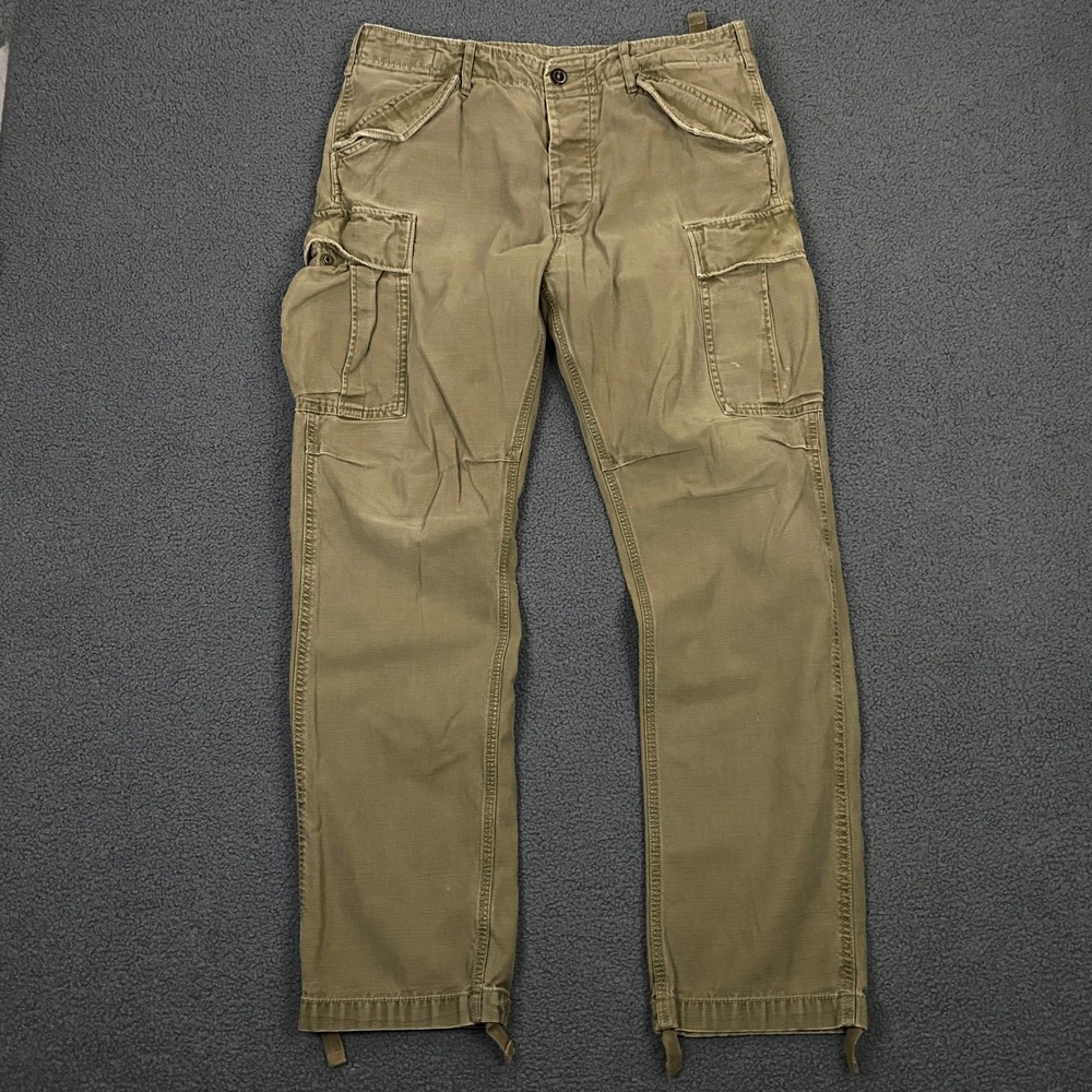 Buck Mason Desert Cargo Pants Mens 34x30 Slim Fit Green Stone Twill Military